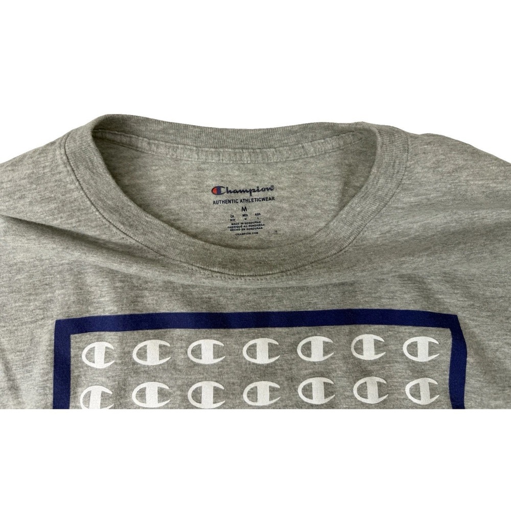 Champion Logo T-Shirt Men's Medium Gray Short Sleeve Cotton - Picture 3 of 7